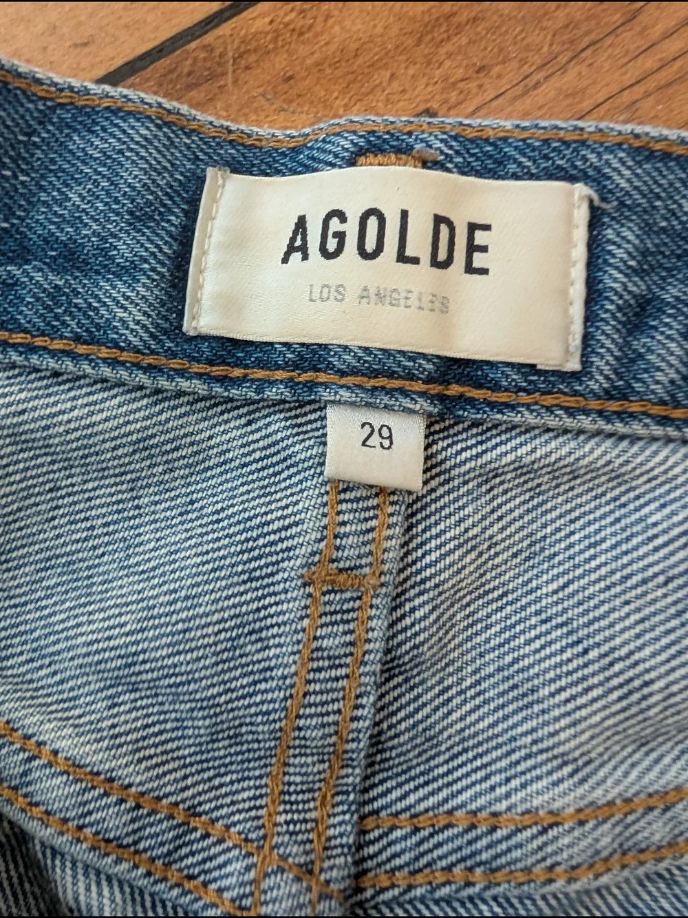 AGOLDE Parker Long Light Blue  High-Rise Denim Shorts